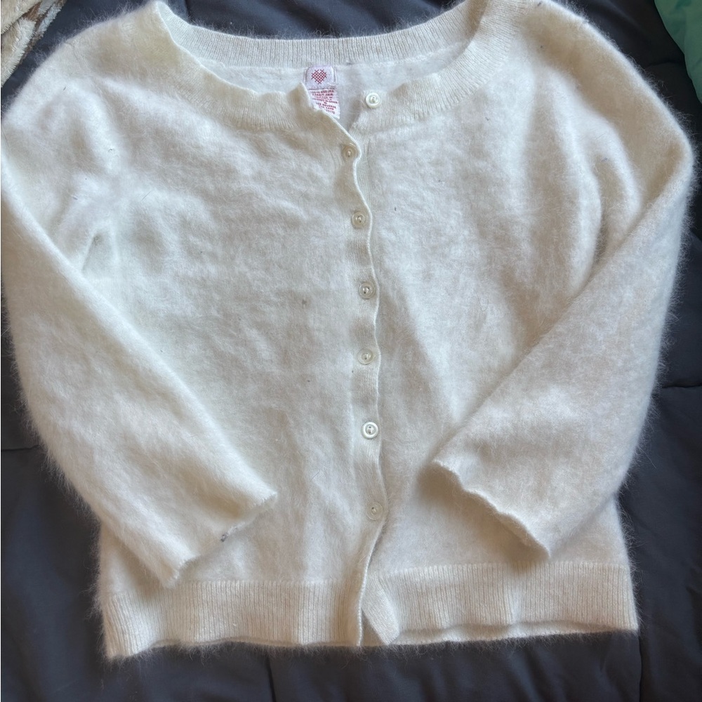 Women's White Fuzzy Sweater
